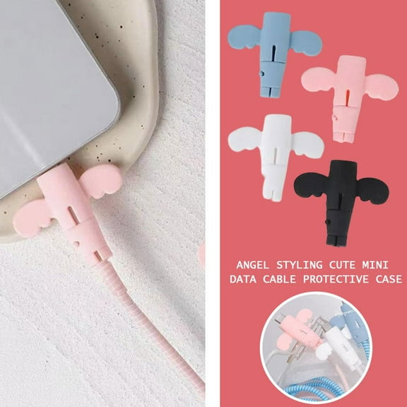 QHUDLV Cute Mini Data Cable Protectors,1/4Piece Pack,Angel Styling Design