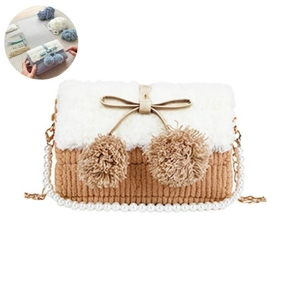 QHUDLV DIY Knitting & Crochet Handbags Kit, Mesh Plastic Canvas Shoulder Bag Craft Kit