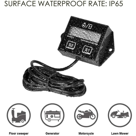 QHUDLV Digital Engine RPM Tachometer,Hour Meter Gauge,2 Stroke and 4 Stroke Engines
