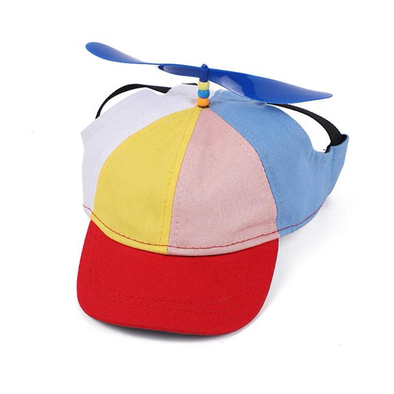 QHUDLV Dog Propeller Hat,Puppy Hat Propeller Baseball Hats,Cute and Interesting pet Caps,Adjustable Pet with Ear Holes,Rainbow Helicopter Design for Cats & Dogs,Baseball Costume Caps for Outdoor Walk