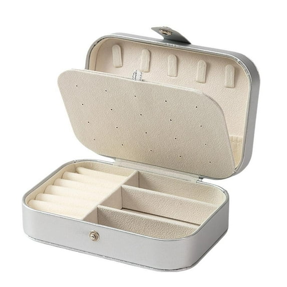QHUDLV Double-Layer Leather Jewelry Storage Box with Portable Design ,Multi-Compartment Organizer for Rings Earrings Necklaces ,Travel-Friendly Anti-Oxidation Display Case
