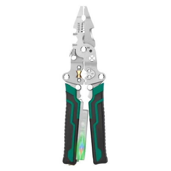 QHUDLV Folding Stripping Pliers with Voltage Tester - 8.46 Multi-Function Wire Stripper for Electricians 4 Winding Holes, M4 Screw Cutter & CAT III Safety (Compact Foldable Design)