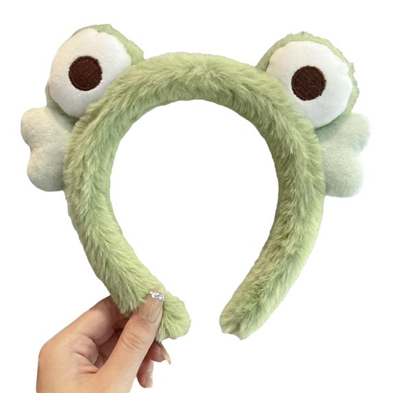 QHUDLV Cute Frog Headband,Funny Hair Band Elastic Headbands For Face Washing,Plush Skincare Makeup Shower A Headband, Headband,Face