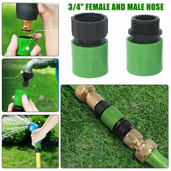 QHUDLV Garden Watering Hose ABS Quick Connector 3/4 End Double Male Hose Coupling Joint for Hose Extender System Pipe Tube Adapter Set