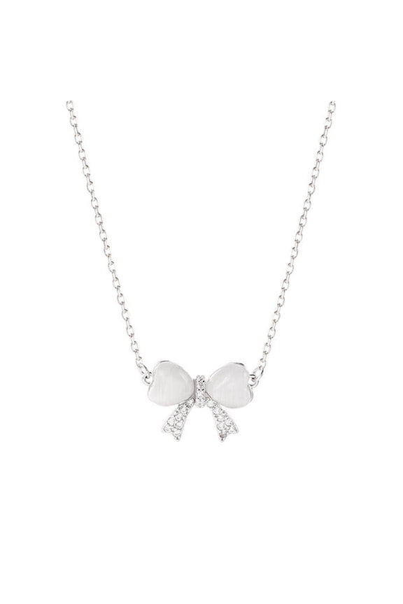 HFINGAQEX Bow Necklace Women Fashion Shiny Clavicle Chain Romantic Jewelry Charming Jewelry Pendant Trend Accessories Party