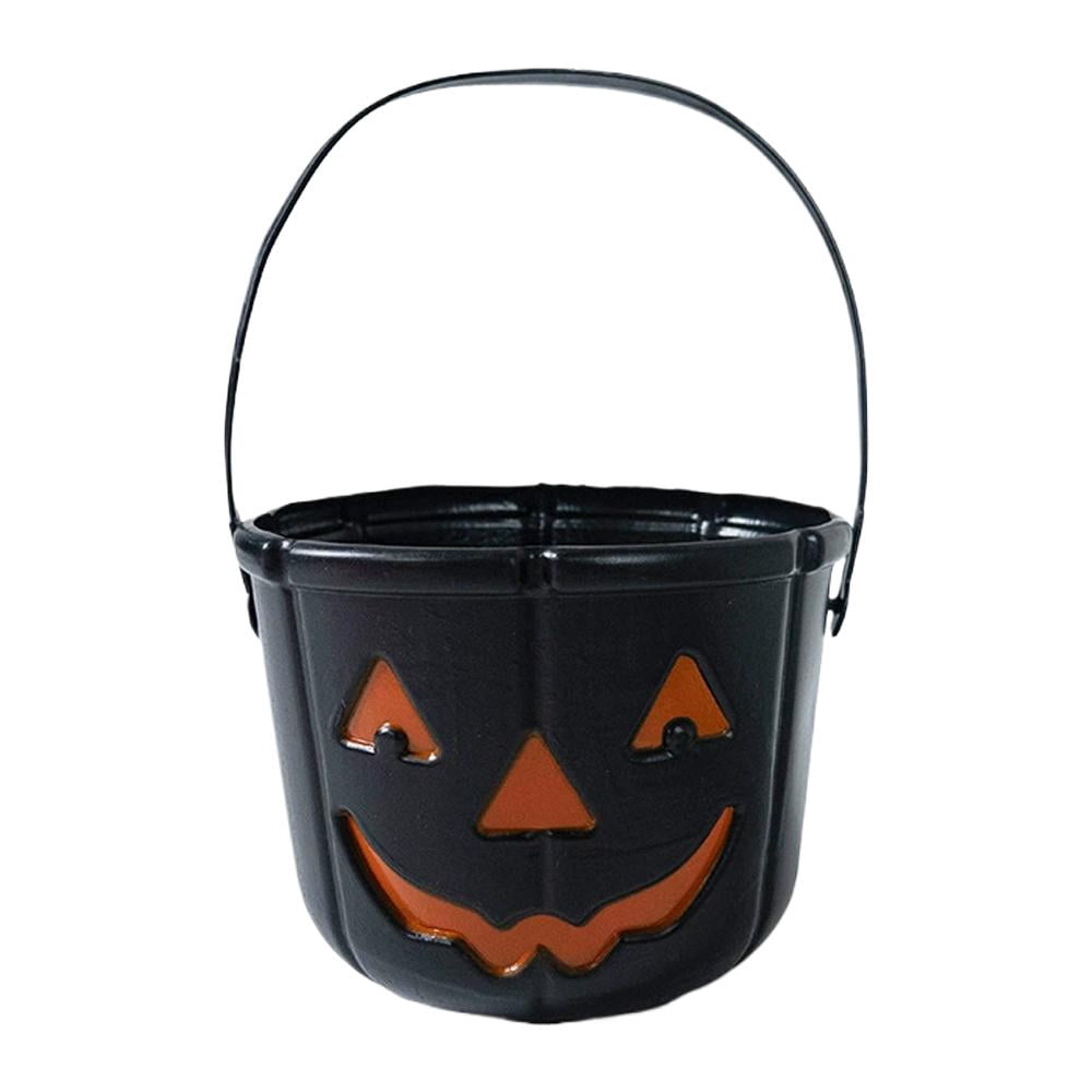 QHUDLV Halloween Pumpkin Candy Bucket, Trick or Treat Pail with Handle ...
