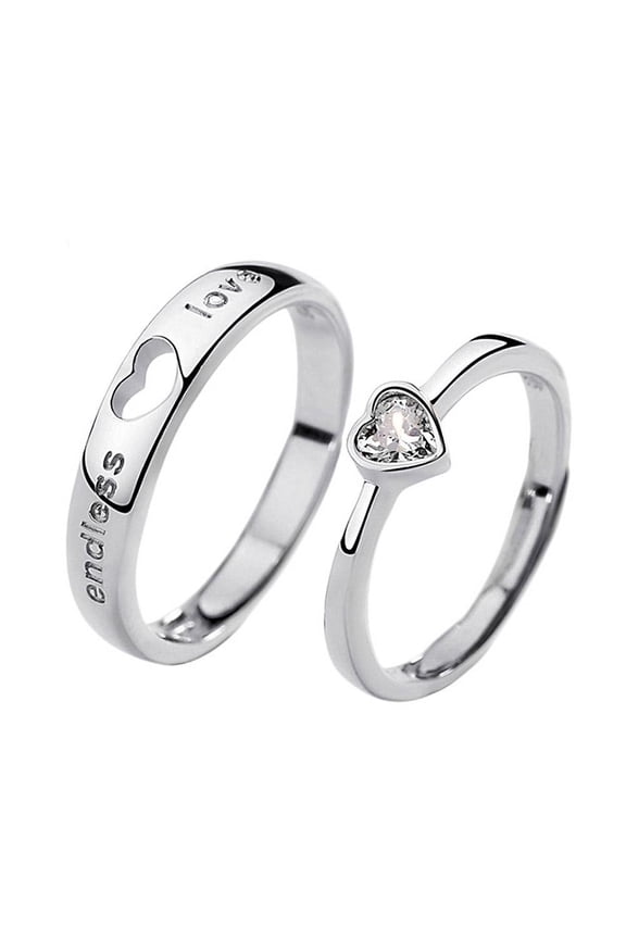 Heart Zircon Lover’s Ring – Engraved Eternal Love – Valentine’s Jewelry