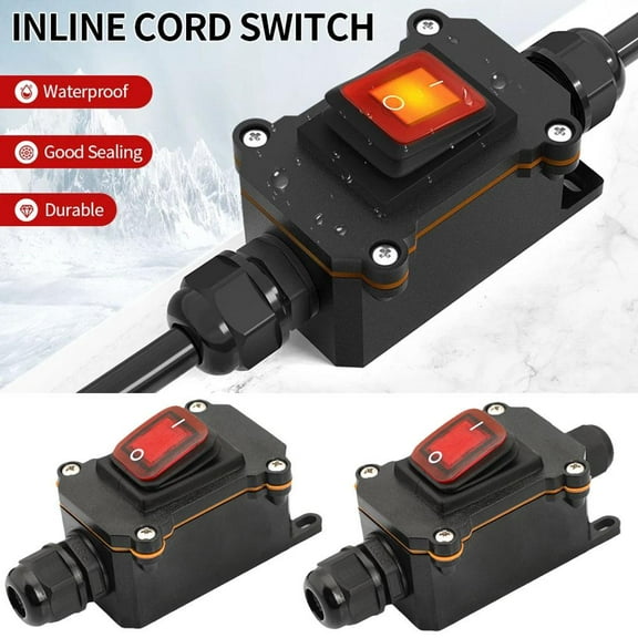 QHUDLV Inline Power Cord Marine Rocker Switch On Waterproof Off.UK STOCK