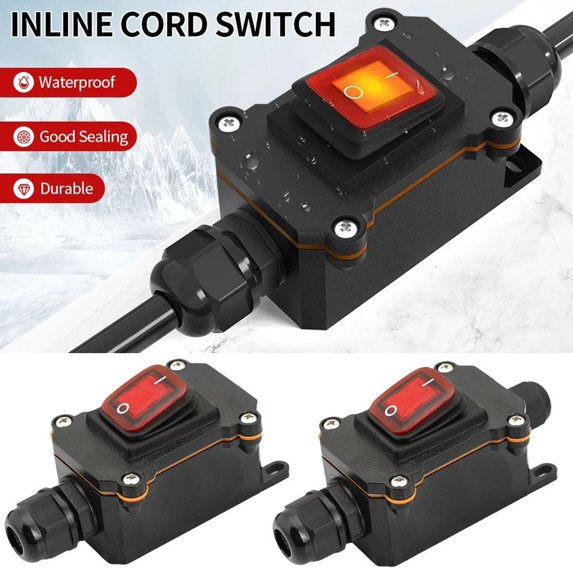 QHUDLV Inline Power Cord Marine Rocker Switch On Waterproof Off.UK STOCK