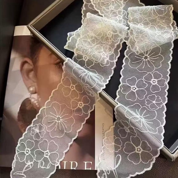 QHUDLV Lace Hair Scarf – Adjustable Soft Headband – Elegant Sweet Bow Wrap