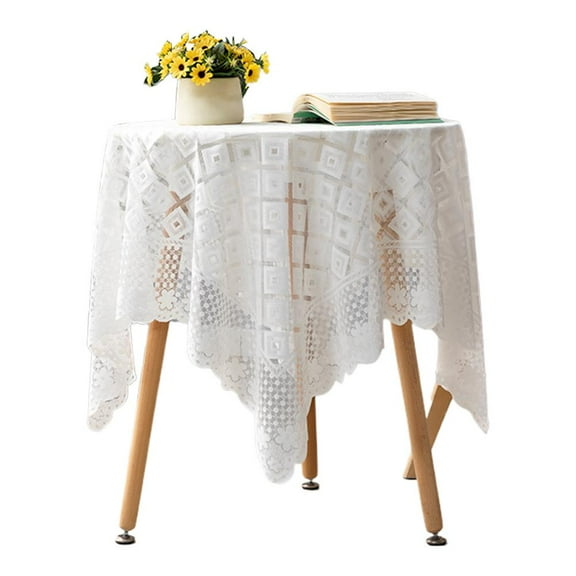 QHUDLV Lace Tablecloth with Tassels, Elegant Rectangular Dining Table Cover, Tea Table Runner Mat for Home Party Decor