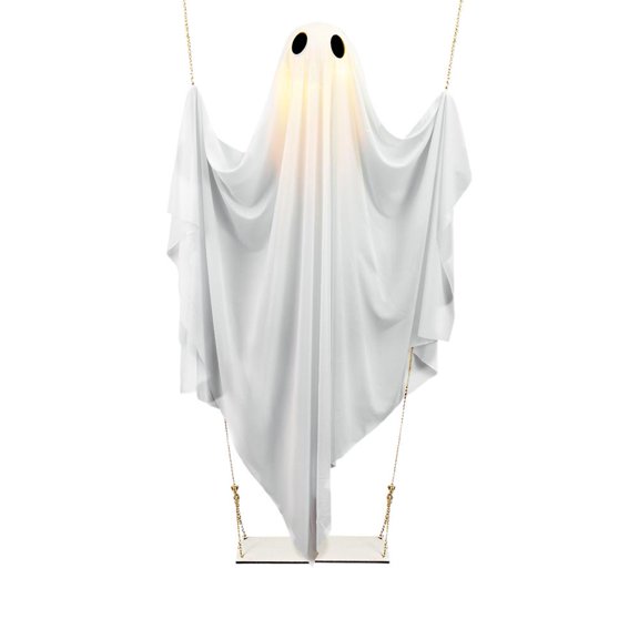 QHUDLV Large Hanging Swing Ghost, 2026 New Halloween Decorations Outdoor, Adorable Ghostly Hanging Ornaments for Front Porch, Yard, or Tree
