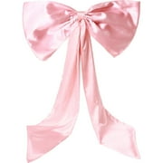 QHUDLV Large Pink Bow for Coquette Room Decor, 36x24Inch Pink Bow Decoration, Satin Ribbon Tie Coquette Birthday Decorations, Giant Pastel Hanging Wall Decor for Ballerina Girls