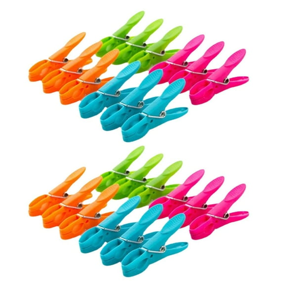 QHUDLV Laundry Accessories, 24pcs Plastic Clothes Pegs, Colorful Hanging Drying Clips