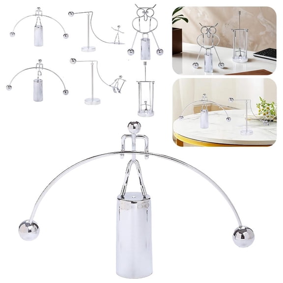 QHUDLV Metal Untoppleable Balance Ball Ornaments Electroplate Small Balance Pendulum Desktop Figurine Stress Decoration Relief