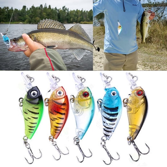 QHUDLV Mini Bionic Crank Hard Bait Minnow Wobbler Fishing Lure Swimbait W/ Treble Hook