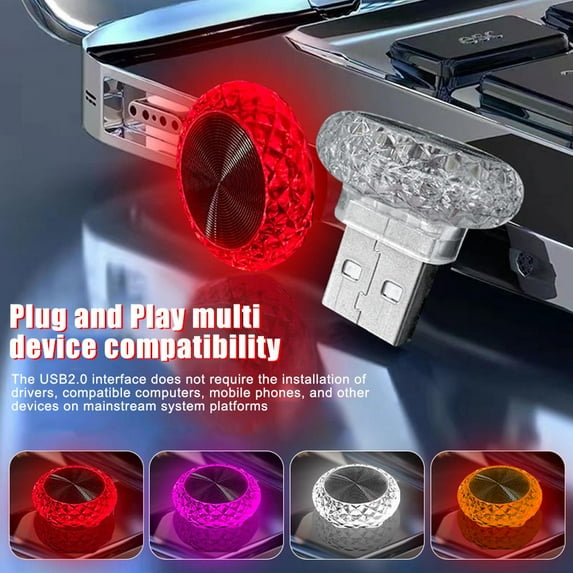 QHUDLV Mini USB Lamp Bulb,LED Car Interior Neon Light,Ambient Atmosphere