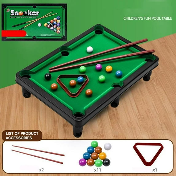 QHUDLV Mini Wooden Pool Table,10.6x7.5in Tabletop Billiard,Home Office Desk Game