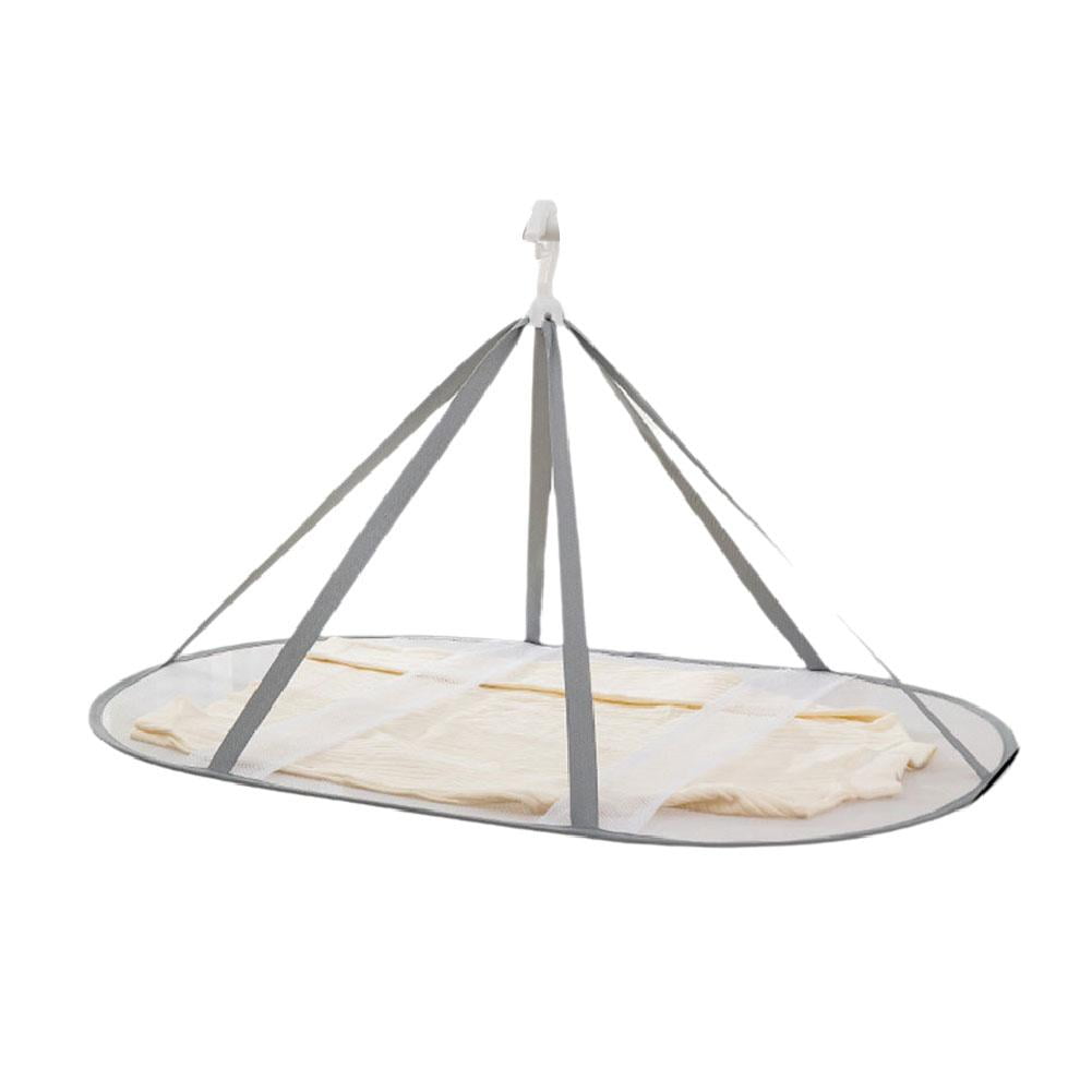 QHUDLV Multi Tier Folded Mesh Clothes Hanging Dryer Sweater Drying Rack ...