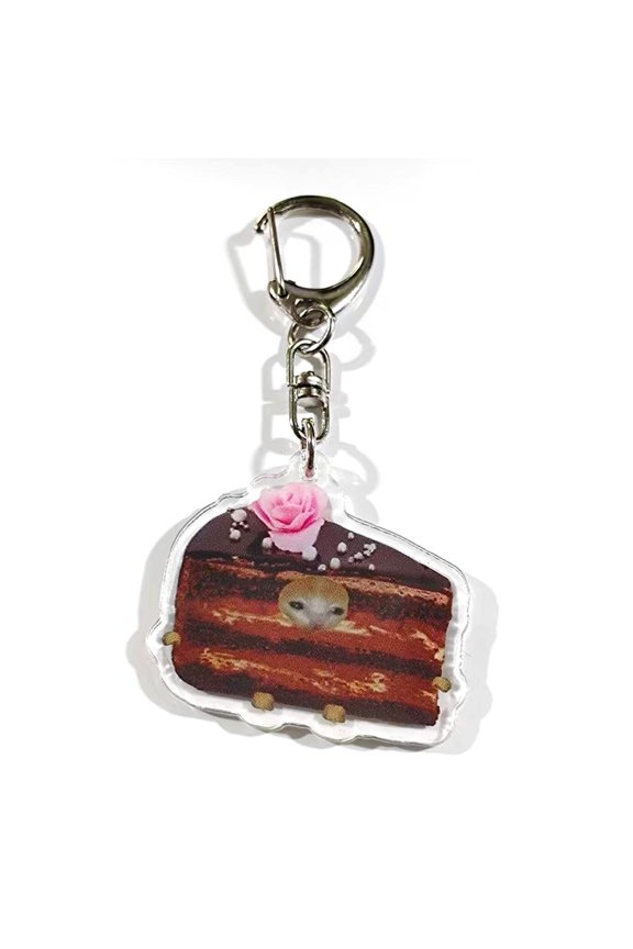 NEW 2024 Funny Keychain Portable Acrylic Small Food Key Head Bag Happy Mobile Chains Accessories Chain Car