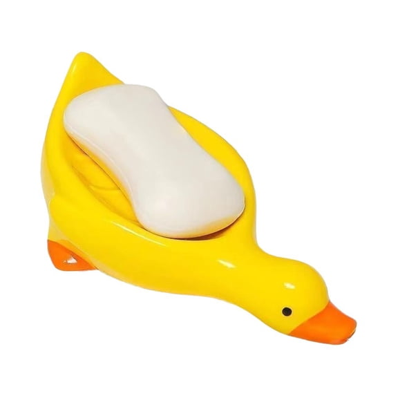 QHUDLV NEW Duck Shape Soap Box Cartoon Soap Dish Drainable Storage Soap Container Dish Household Storage Bathroom Accessories shaped white yellow Cute soap bathroom funny box dispenser shaped yellow