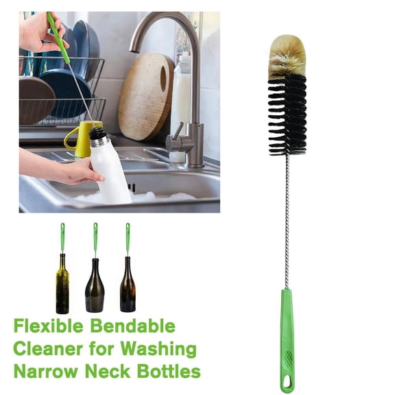 QHUDLV Narrow Bottle Cleaning Brush, 16 Inches Long Handle Water Bottle Brush Flex