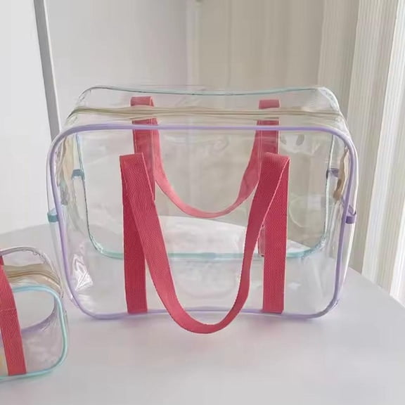 QHUDLV PVC Beach Bag with Shoulder Strap for Swimming and Toiletries X
