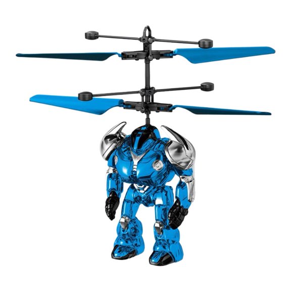QHUDLV Plastic Induction Flying Robot Toy ,Rechargeable Drop‑Resistant Mini Helicopter ,Indoor Fun with LED Light and Safe Blades