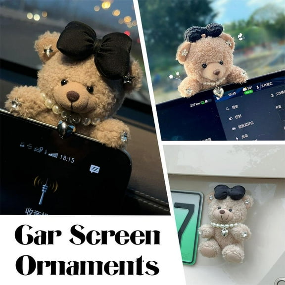 QHUDLV Plush Bear Dashboard Ornament,Cute Auto Interior Decoration,Fun Gift Accessory
