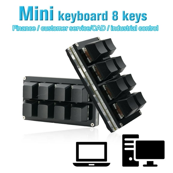 QHUDLV Programmable USB Keypad,8 Mechanical Keys for Windows and Linux Systems