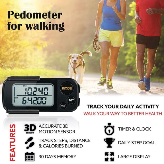 QHUDLV Quality Walking 3D Pedometer by Realalt with Clip DE Hot UK
