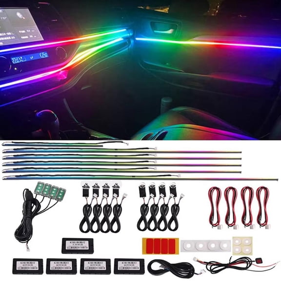 QHUDLV RGB Ambient Light Strips,18in1 Interior Kit,App Controlled Atmosphere