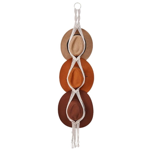 QHUDLV RYGRZJ Macrame Hat Hangers Hat Rack for Wall Cowboy Hat Organizer,Boho Hat Rack Cowboy Hat Hanger for Wide Brim Hats Bowler Fedora Hats