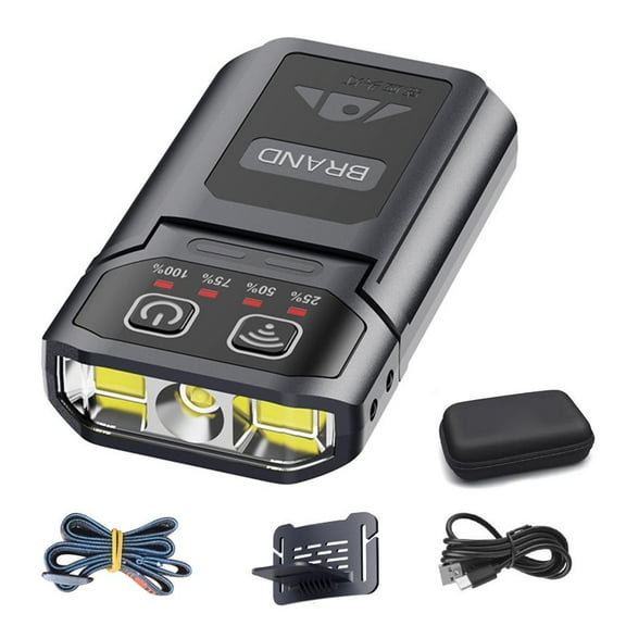 QHUDLV Rechargeable Clip-on Headlamp with Wave 1200mAh USB LED Hat Light, 170 Adjustable Floodlight & Spotlight, IPX6 Waterproof Running Light for Camping, Hiking, Cycling