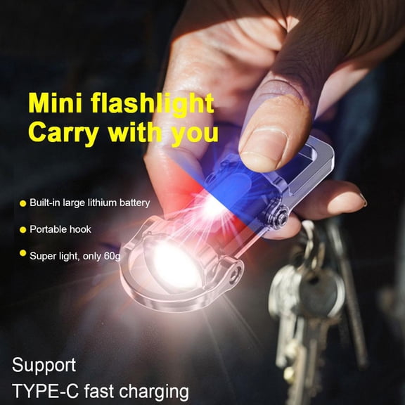QHUDLV Rechargeable Keychain Flashlights, 800 Lumens Mini Flashlights, COB Keychain Work Light Flashlights, Bright Mini Keychain Light for Walking, Searching and Hiking
