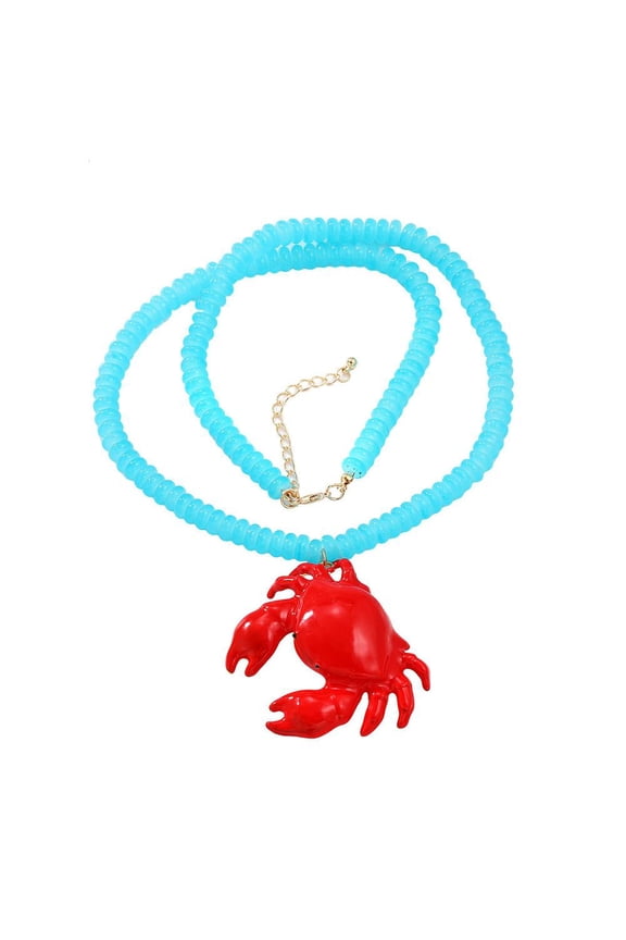 Red Crab Pendant Necklaces Beads Chains Choker for Beach Party Accessories
