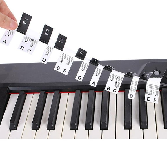 QHUDLV Removable 88-Keys Piano Keyboard Note Labels Reusable Piano Stickers Lot B1