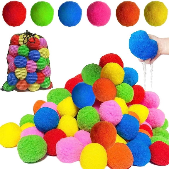 QHUDLV Reusable Water Sponge Balls,60PCS Soft Water Balls for Pool and Backyard Fun