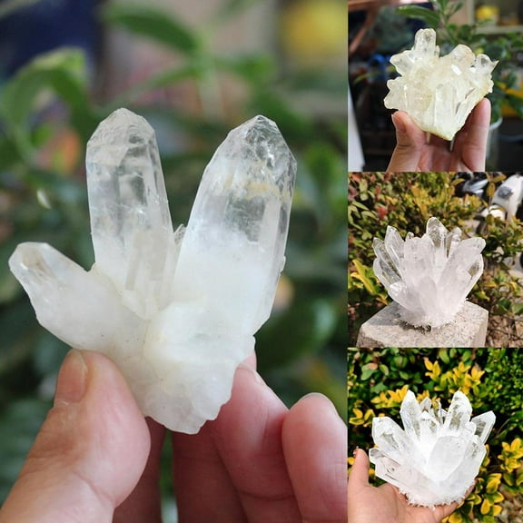 QHUDLV SXRC Natural White Crystal Quartz Cluster,30/80g Natural Rock Specimen Geode Stone, Healing Rock Crystal Clear Quartz Cluster,Irregular Health Healing Gemstone Specimen Home Decor