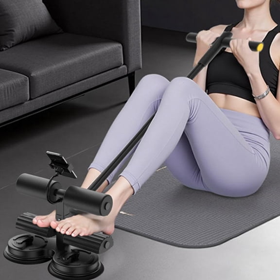 QHUDLV Sit Up Bar Floor, Portable Sit Up Exercise Equipment with 2 Strong Suction Cups and Adjustable Foot Holder,Bar Assistance Device for Ab Workouts,Sit-Ups & Core Exercises,Home Office Gym