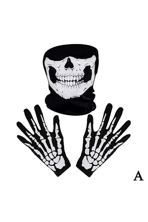 Skull Face Mask and Gloves Set – Biker Fishing Cycling Skeleton Gear