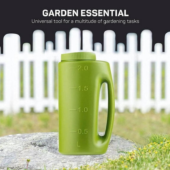 QHUDLV Snow Salt Spreader,2L Handheld Spreader, Ice Melt Spreader with Scoop,Ice Melt Shaker Dispenser with Capacity Scale,Adjustable Opening Sizes for Fertilizer & Earth Food, Snow Salt, Deicer