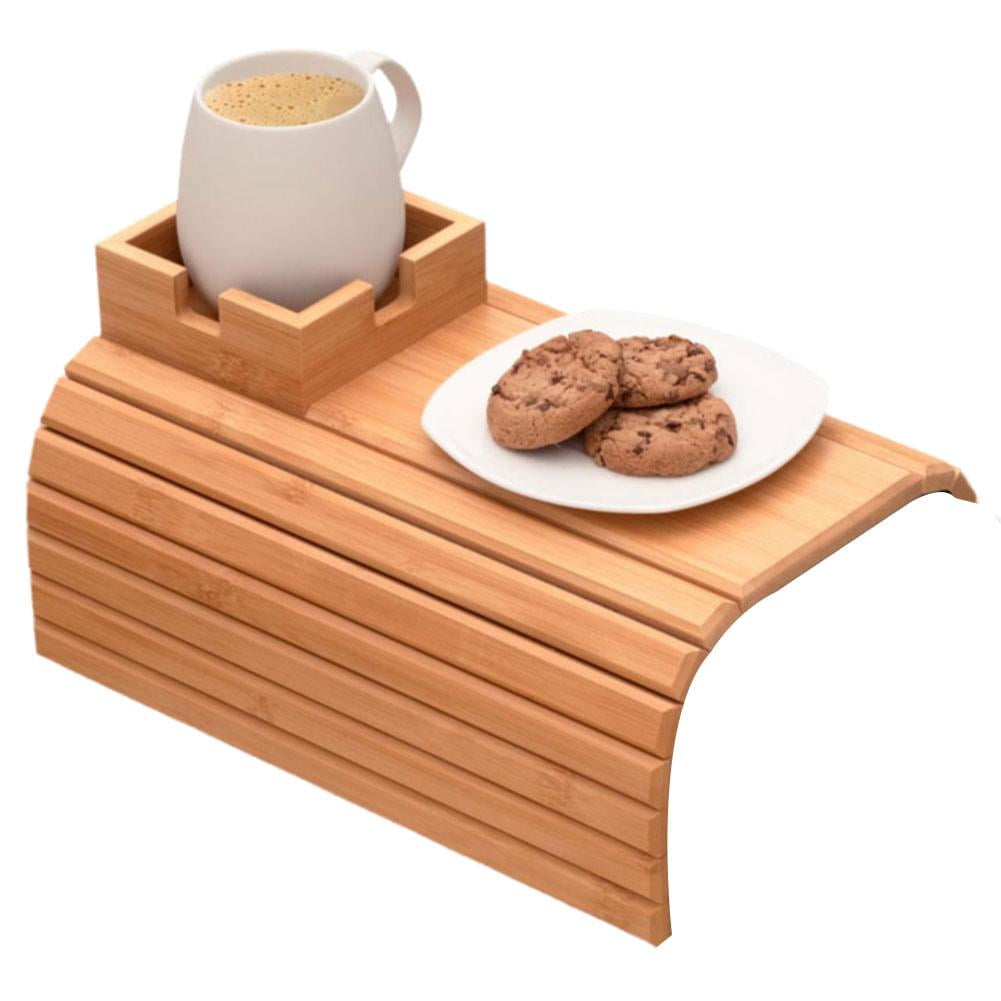 QHUDLV Sofa Armrest Tray, Removable Bamboo Couch Cup Holder, Anti‑Slip Sofa Side Table Organizer ...