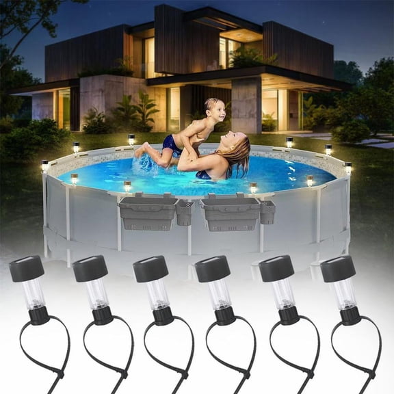 QHUDLV Solar Pool Lights for Ground Pools, 1/6pcs Solar LED Pool Lights, Waterproof Solar Garden Lights for Framed Ground Pools, Outdoor Yard Lawn Fence Porch Accessories