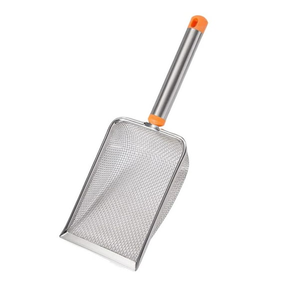QHUDLV Stainless Steel Cat Litter Scoop, Long Handle Deep Shovel, Easy Clean Waste Lifter for All Litter Types