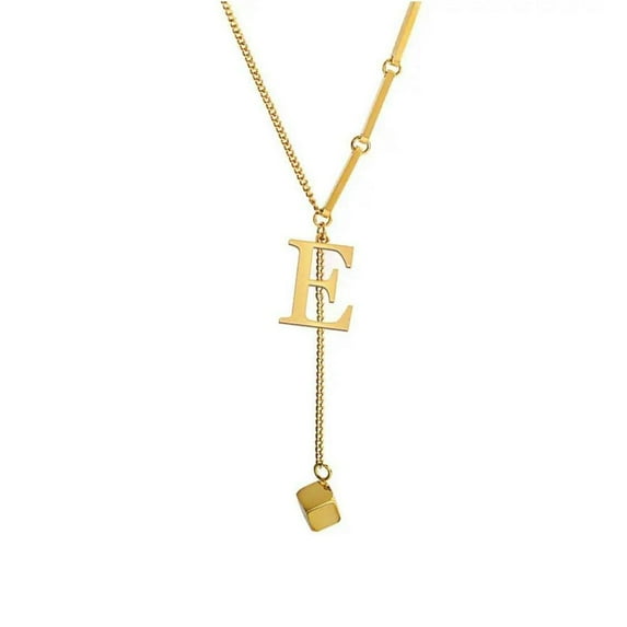 QHUDLV Stainless Steel Letter Necklace,26 Initial Drops,Women Fashion Chain