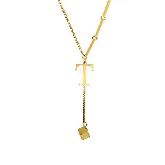 QHUDLV Stainless Steel Letter Necklace,26 Initial Drops,Women Fashion Chain