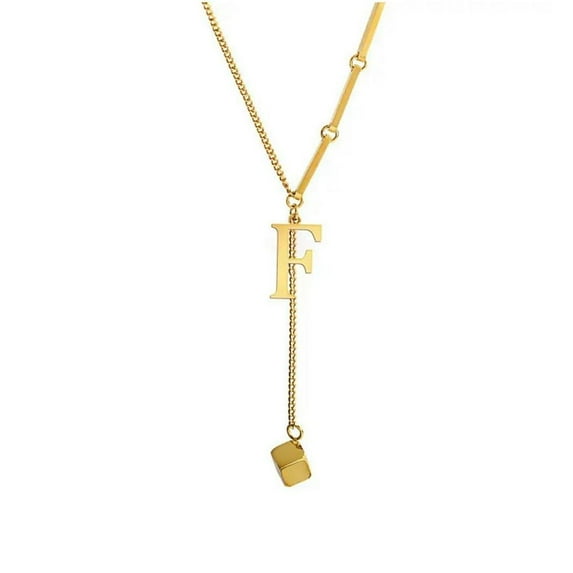 QHUDLV Stainless Steel Letter Necklace,26 Initial Drops,Women Fashion Chain