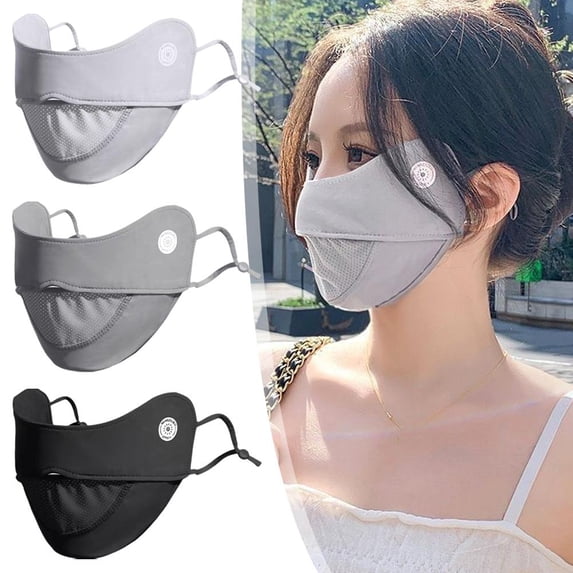 QHUDLV Summer UV Protection Ice Silk Sunscreen Mask for Women Breathable Mask