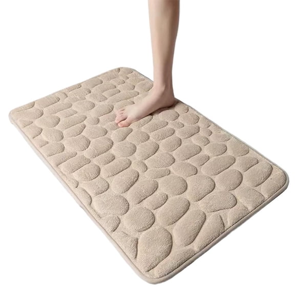QHUDLV Super Absorbent Memory Foam Bath Mat, Anti-Slip Cobblestone Pattern Rug